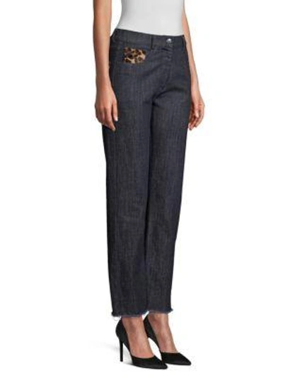 Shop Michael Kors Straight-leg Patch Jeans In Dark Indigo