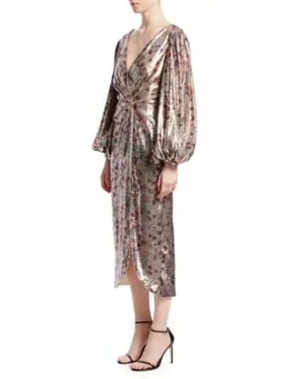 Shop Johanna Ortiz Alfonsina Sequin Wrap-style Dress In Cerezo Almond