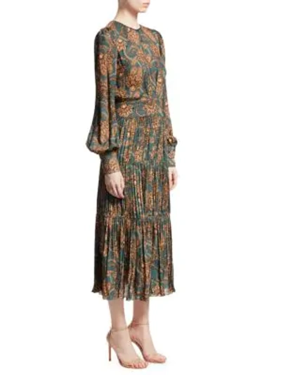 Shop Johanna Ortiz Silk Hechiceria Peasant Dress In Dusk Peach