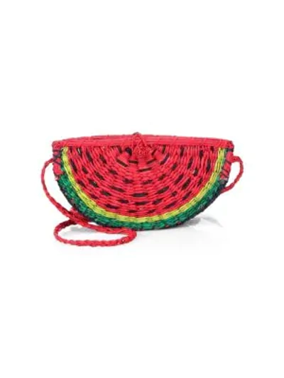 Shop Pitusa Watermelon Straw Crossbody Bag In Multi