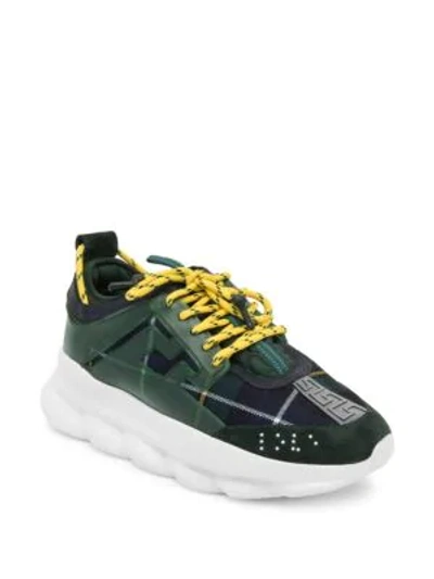 Shop Versace Chain Reaction Trainers In Green Yellow