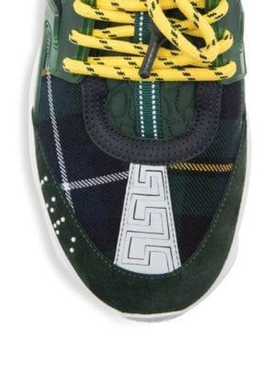 Shop Versace Chain Reaction Sneakers In Green Yellow