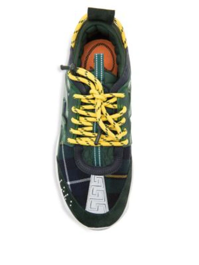 Shop Versace Chain Reaction Trainers In Green Yellow