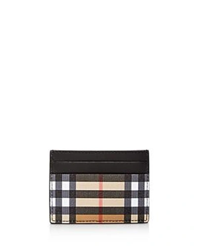 Shop Burberry Sandon Vintage Check & Leather Card Case In Black