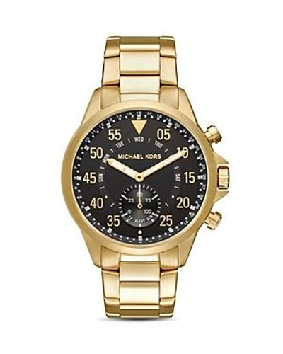 Shop Michael Kors Access Gage Gold-tone Hybrid Smartwatch, 45mm In Black/gold