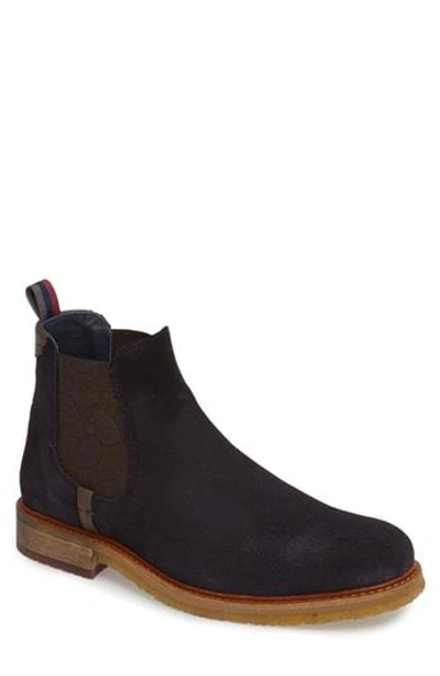 Shop Ted Baker Bronzo Chelsea Boot In Dark Blue Suede