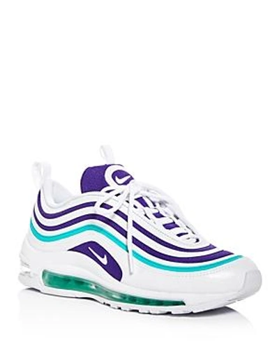 Shop Nike Women's Air Max 97 Ultra '17 Se Lace Up Sneakers In White/purple/green