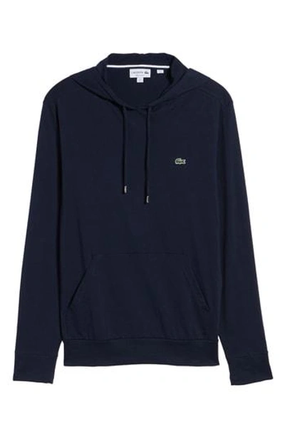 Shop Lacoste Pullover Hoodie In Mouline Navy Blue
