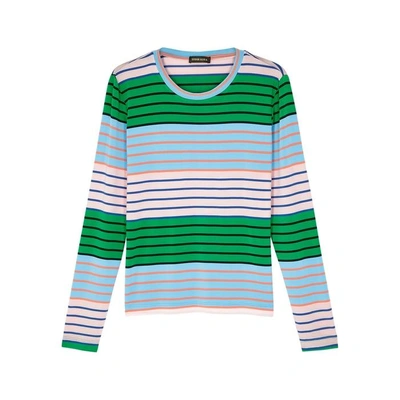 Shop Stine Goya Maya Striped Stretch-jersey Jumper In Blue