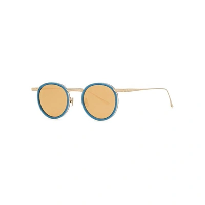Shop Leisure Society Vitruvius Mirrored 18ct Gold-plated Sunglasses In Brown