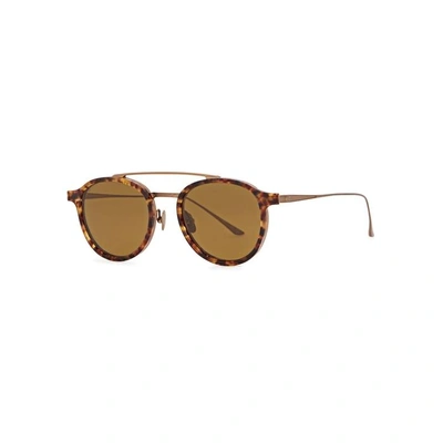 Shop Leisure Society Corbusier 18ct Antique Gold-plated Sunglasses In Tortoise