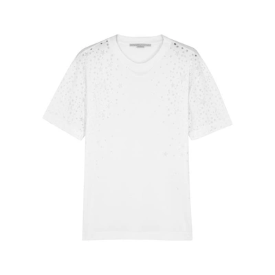 Shop Stella Mccartney White Star Devoré Cotton T-shirt