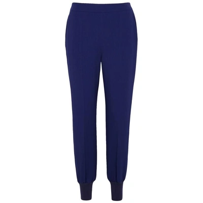 Shop Stella Mccartney Julia Blue Crepe Jogging Trousers