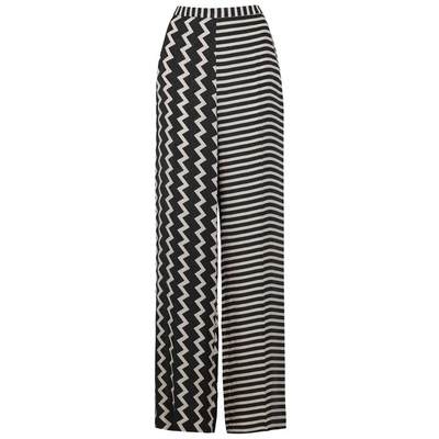 Shop Stella Mccartney Printed Wide-leg Silk Trousers In Black And White