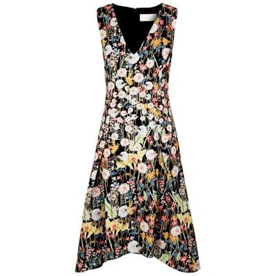 Shop Peter Pilotto Black Floral-print Midi Dress In Multicoloured