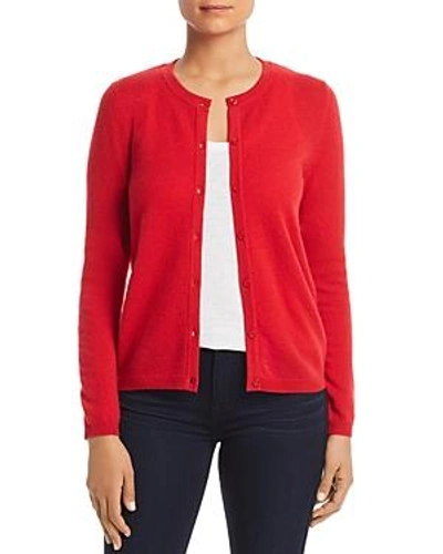 Shop C By Bloomingdale's Crewneck Cashmere Cardigan - 100% Exclusive In Cherry Red