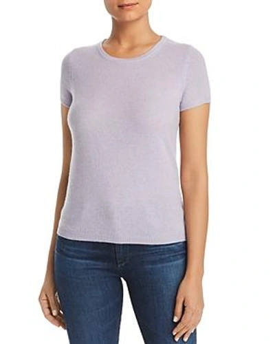 Shop C By Bloomingdale's Short Sleeve Cashmere Sweater - 100% Exclusive In Marled Lilac