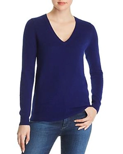 Shop C By Bloomingdale's V-neck Cashmere Sweater - 100% Exclusive In Dark Royal