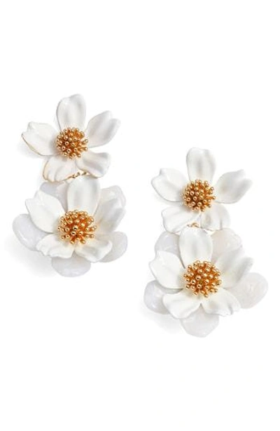 Shop Kate Spade Floral Mosaic Drop Earrings In White Multi