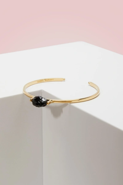 Shop Isabel Marant Brass And Glass Bracelet In Black