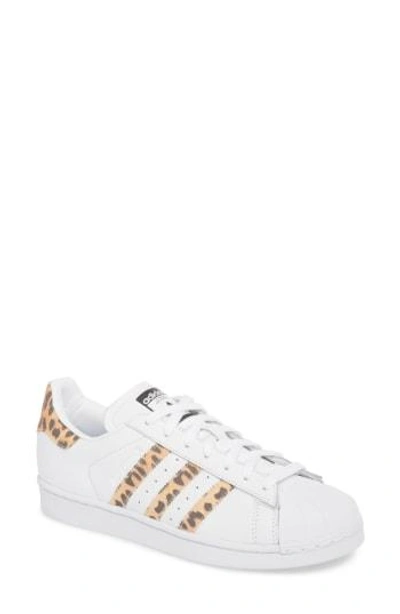 Adidas Originals Superstar Leopard Print-trimmed Leather Sneakers In White  | ModeSens