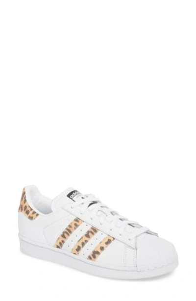 Adidas originals superstar leopard print-trimmed leather sneakers discount