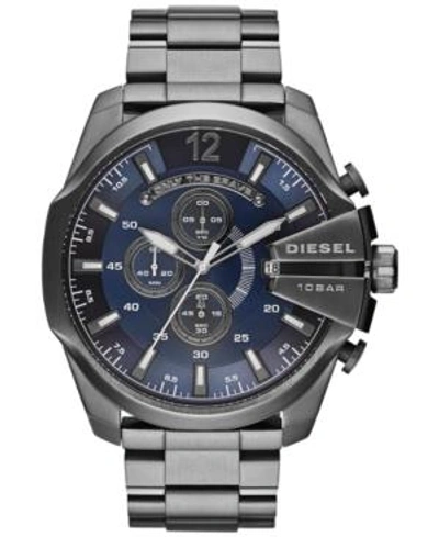 Shop Diesel Men's Chronograph Mega Chief Gunmetal Ion-plated Stainless Steel Bracelet Watch 59x51mm Dz4329