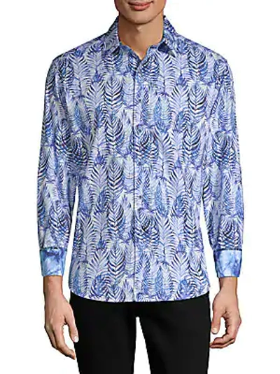 Shop Robert Graham Ewing Printed Cotton Button-down Shirt In Blue