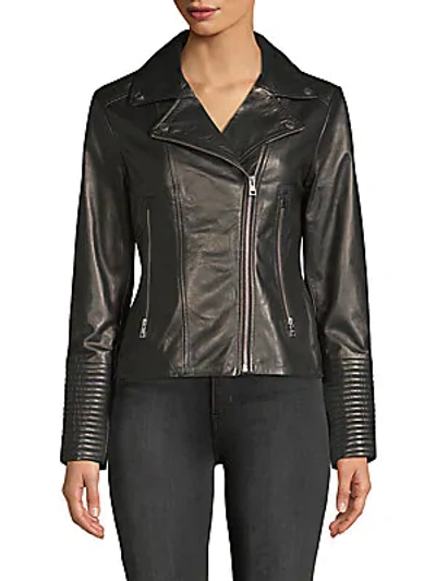 Shop Soia & Kyo Leather Moto Jacket In Black