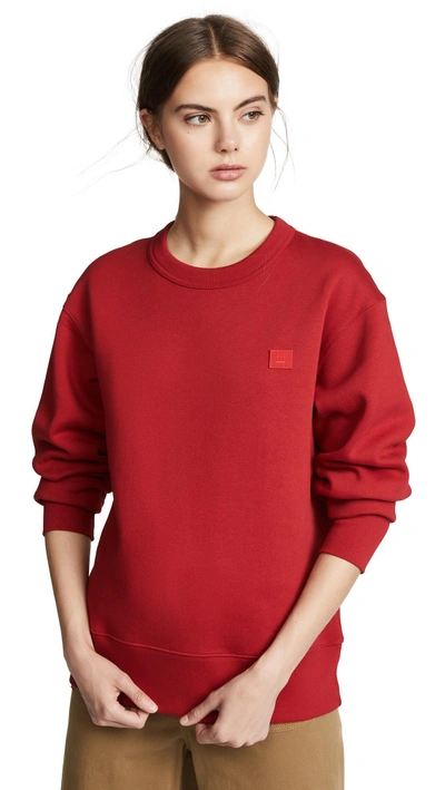 Shop Acne Studios Fairview Face Sweatshirt In Ruby Red