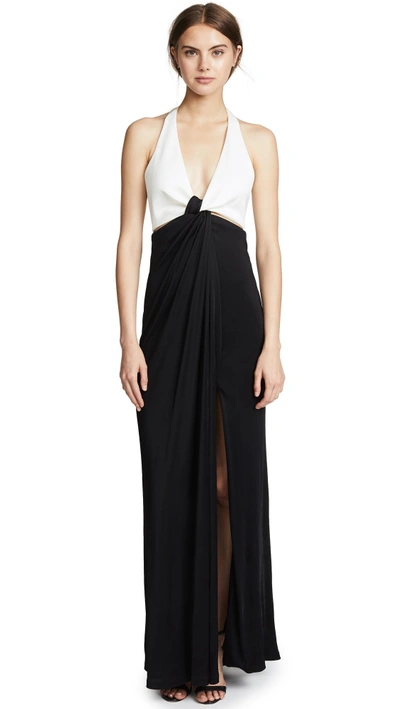 Shop Galvan Eclipse Gown In White/black