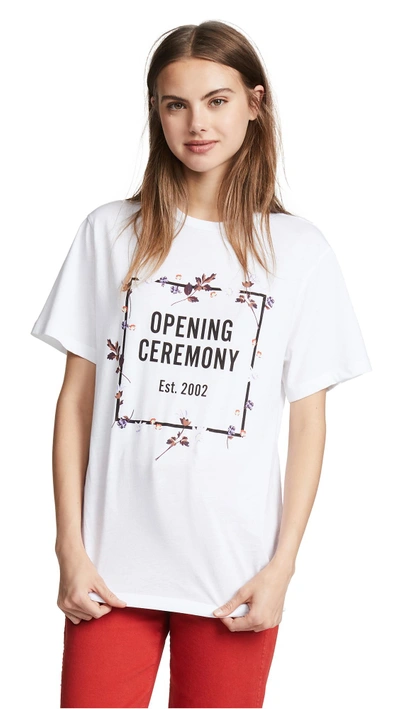 Shop Opening Ceremony Box Logo Floral Tee In White