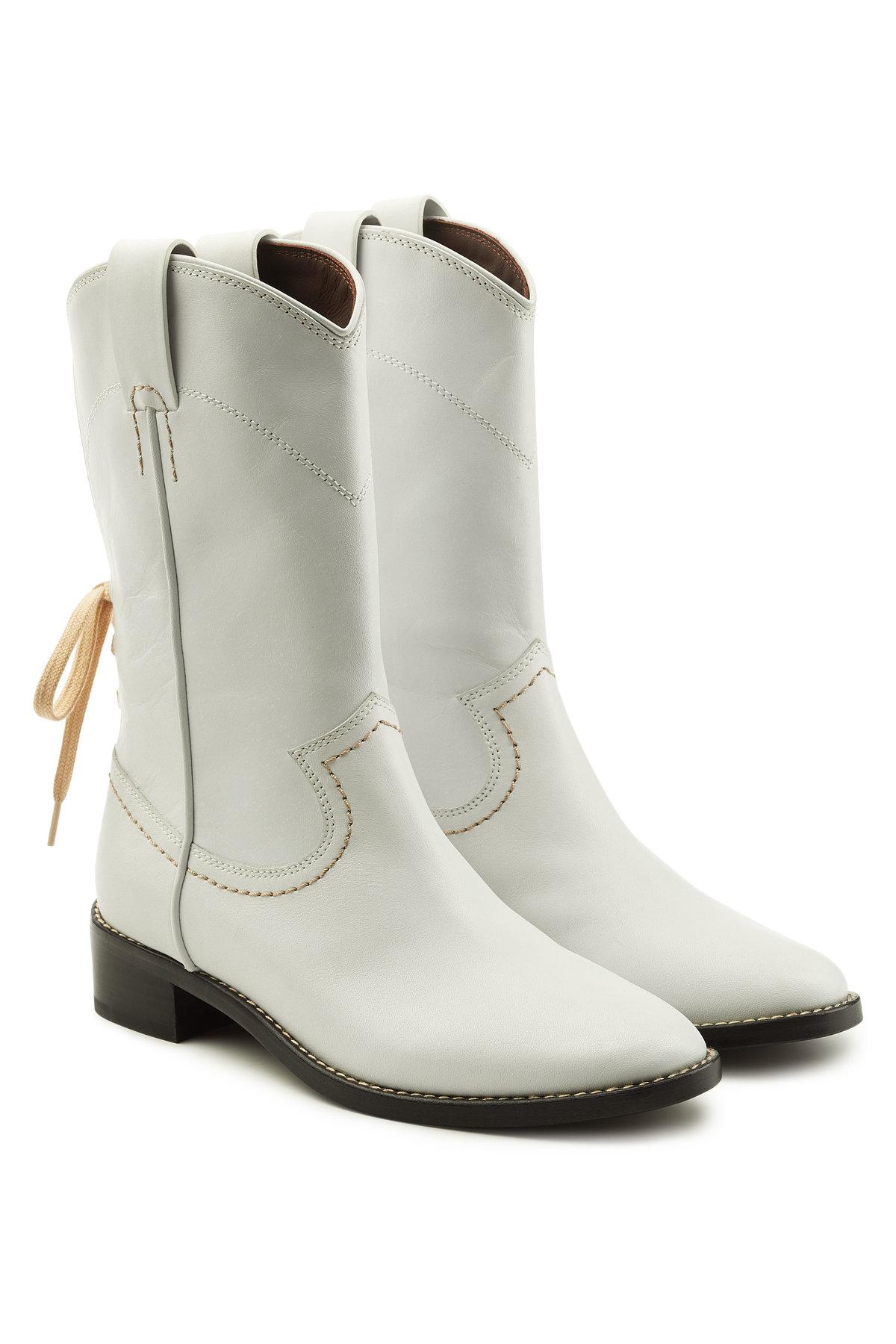 chloe white ankle boots