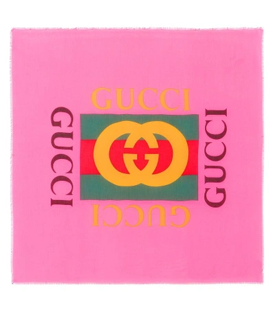 Shop Gucci Logo Modal And Silk Scarf In Pink