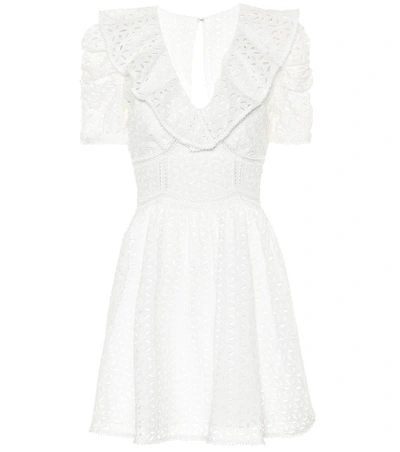 Shop Self-portrait Broderie Anglaise Minidress In White
