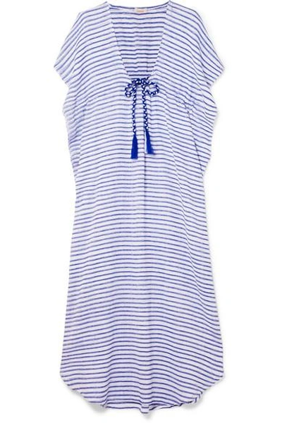 Shop Jaline Camilla Striped Cotton Maxi Dress In Blue