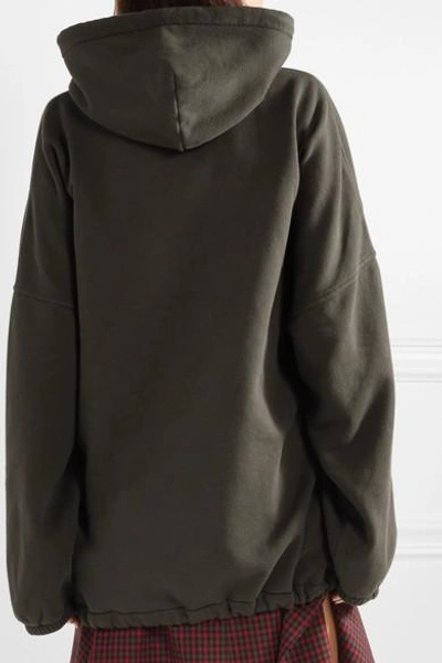 Shop Balenciaga Oversized Embroidered Cotton-blend Fleece Hoodie In Charcoal
