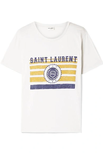 Shop Saint Laurent Printed Cotton-jersey T-shirt In White