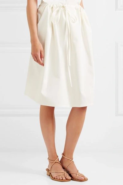 Shop Atlantique Ascoli Cottage Ruched Cotton-poplin Skirt In Cream