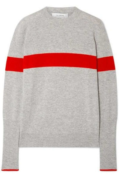 Shop La Ligne Striped Cashmere Sweater In Gray