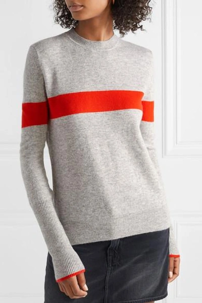 Shop La Ligne Striped Cashmere Sweater In Gray