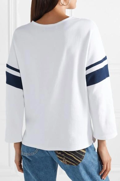 Shop La Ligne Striped Cotton-jersey Top In White