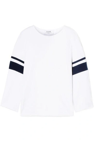 Shop La Ligne Striped Cotton-jersey Top In White