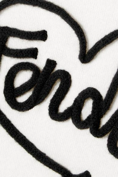 Shop Fendi Embroidered Cashmere Sweater In White