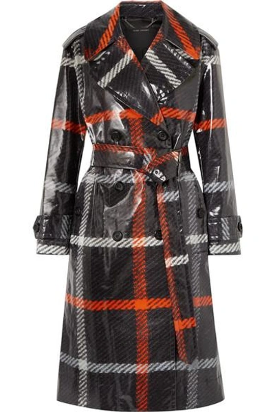 Shop Marc Jacobs Checked Coated-cotton Trench Coat In Charcoal