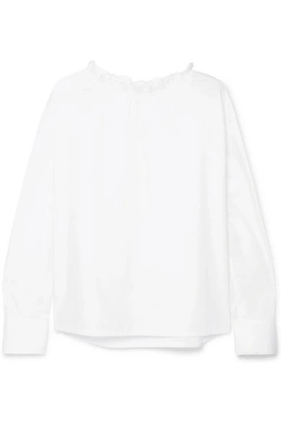 Shop Atlantique Ascoli Grand Ruffle-trimmed Cotton-poplin Top In White