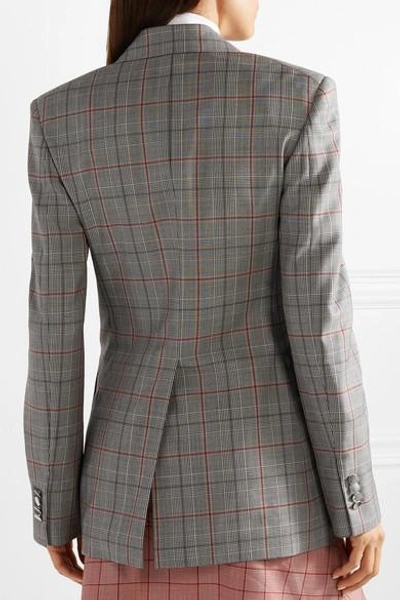 Shop Calvin Klein 205w39nyc Double-breasted Prince Of Wales Checked Wool Blazer In Gray
