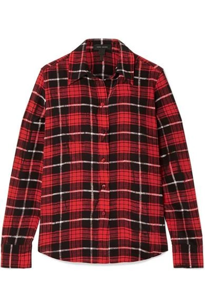 Shop Marc Jacobs Plaid Silk Crepe De Chine Shirt In Red