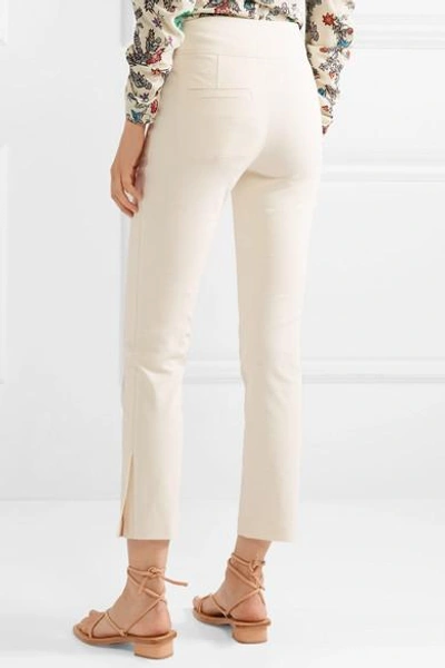 Shop Isabel Marant Ovida Cropped Cotton-blend Skinny Pants In Ecru