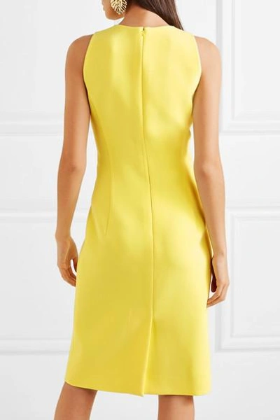 Shop Oscar De La Renta Crepe Dress In Yellow